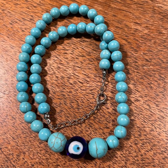 Jewelry - Turquoise beads and evil eye necklace, or nazar